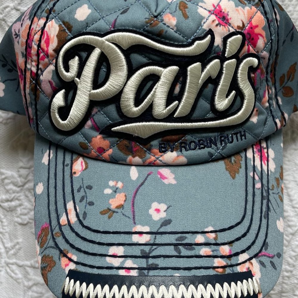 NWT - Robin Ruth - Paris - Quilted Floral & Embellished Ball Cap Hat